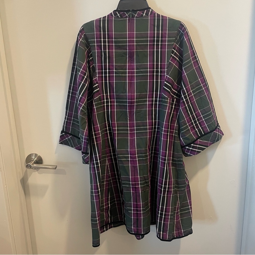 Tuckernuck Aubergine Tartan Indre Dress Womens Purple Tunic Velvet Trim Sz XS - Picture 10 of 13